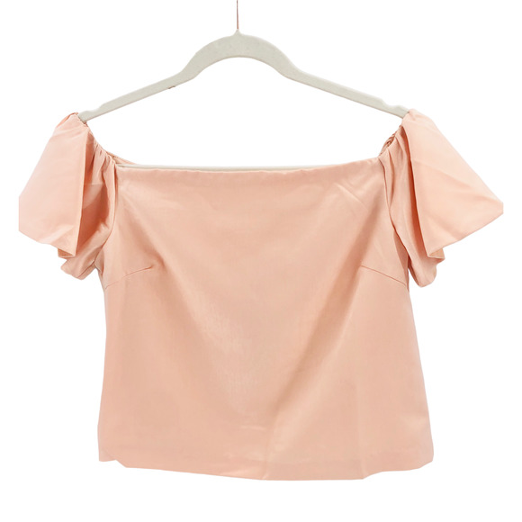 Lucy Paris NEW Womens Size Medium Off-the-Shoulder Blouse in Metallic Blush Pink - Picture 7 of 7